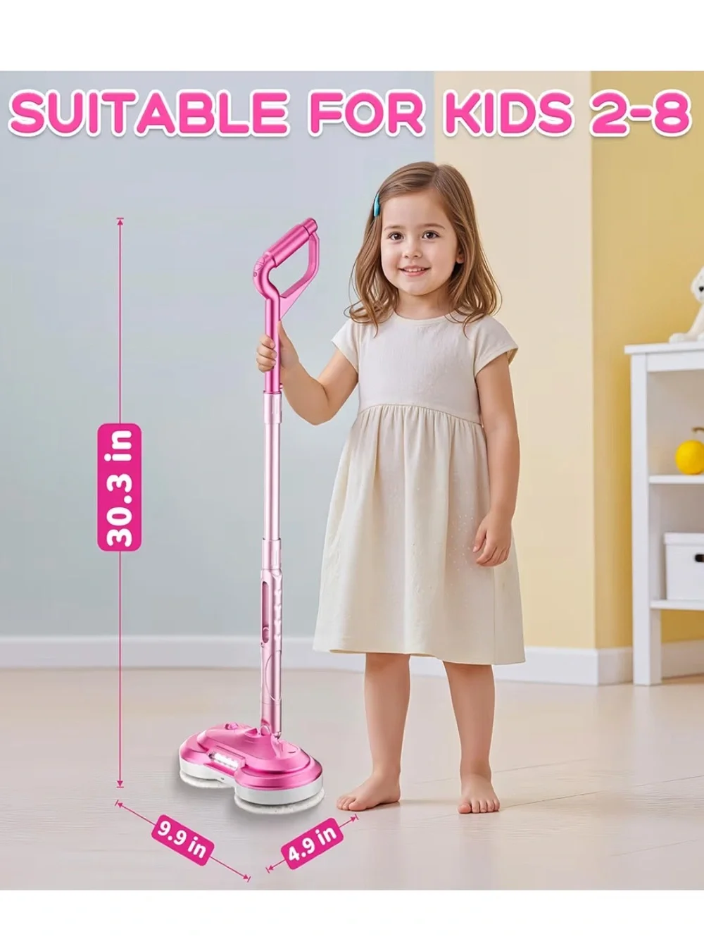 Kids Electric Spin Mop Toy - Pink